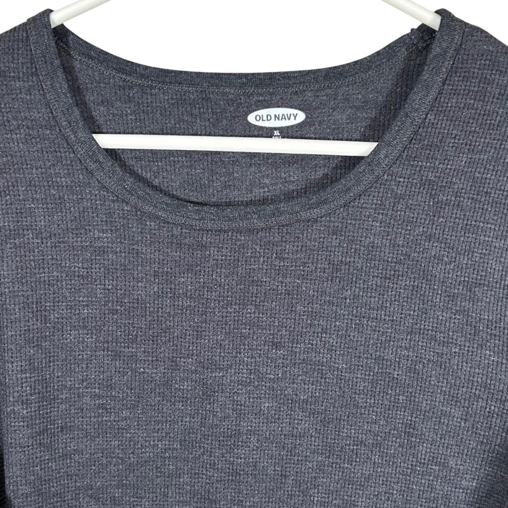 Old Navy Mens XL Tall Thermal Long Sleeve Shirt Charcoal Gray Waffle Knit Cotton